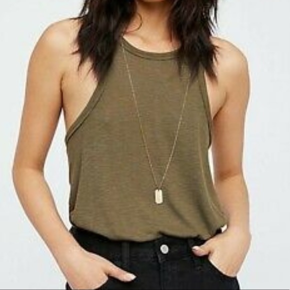Free People Tops - Free People Ribbed Swing Tank Top Olive Green XS